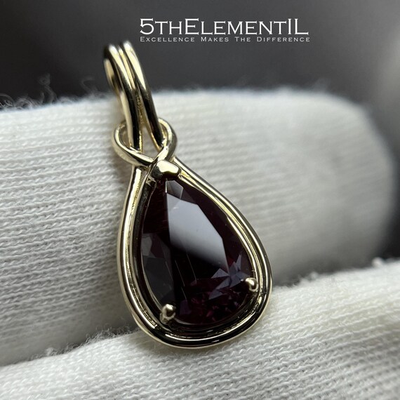 14k Solid Gold Pendant with Lab-Grown Alexandrite | Pear Cut 11x7mm | Color Change Gemstone | July Birthstone | Handmade Fine Jewelry Gift