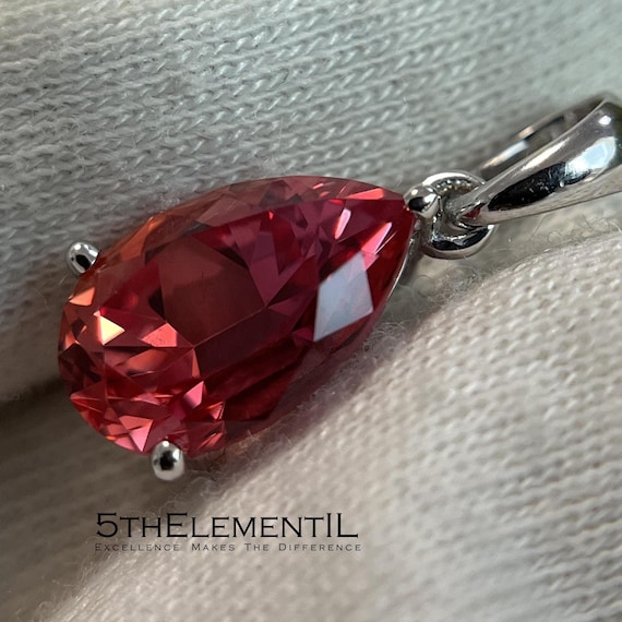 Pink Sapphire Gold Pendant For Necklace.  Minimalist Jewelry.