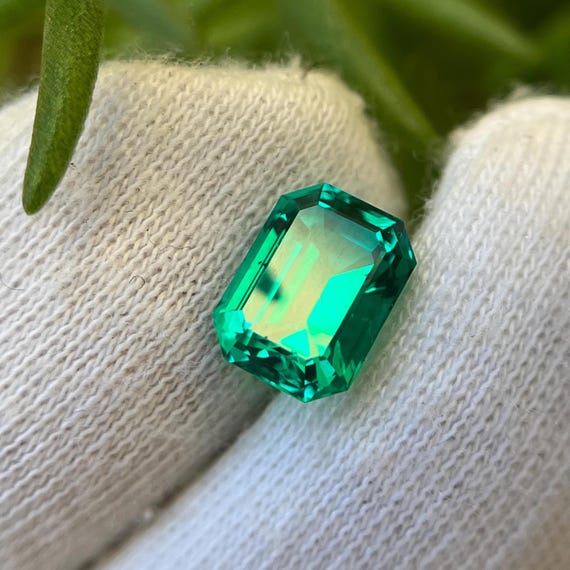 Lab Grown Colombian Emerald: Octagon Step Cut Hydrothermal Gemstone
