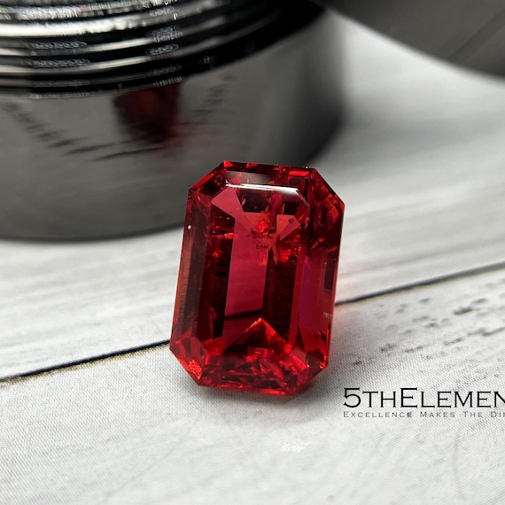 Bixbite Red Beryl Octagon Step Cut. Lab Grown Top Quality Unique Gemstone. Scarlet Emerald.