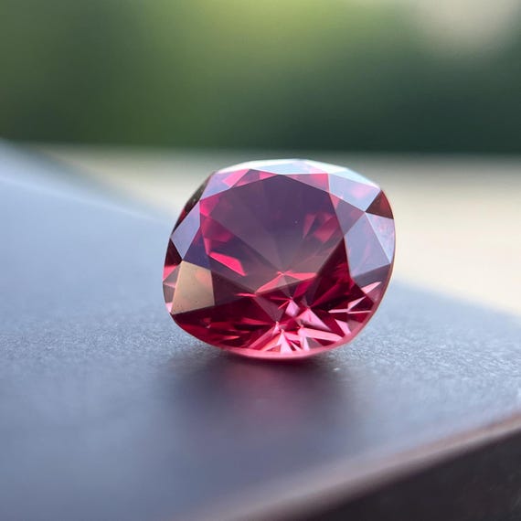 2.7ct Lab Grown Padparadscha Sapphire: Vivid Pink Cushion Cut Gem