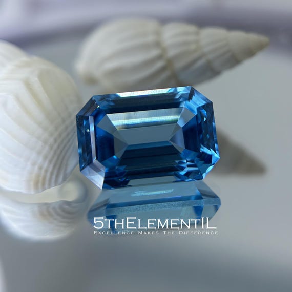 Lab Grown Sapphire Octagon Step Cut Sky Blue Color. Gemstone For Unique Jewelry!