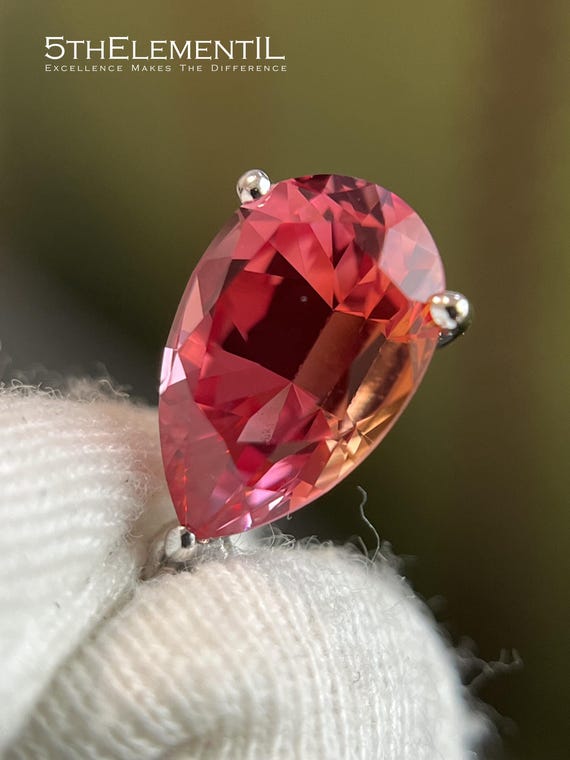 Pink Sapphire Gold Pendant For Necklace.  Minimalist Jewelry.