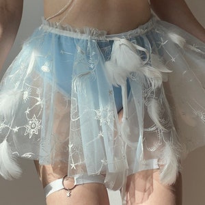 Made to Order White Celestial Outfit, Star Moon Rave Festival Outfit, White Rave Outfit, Designer costume, Rave White Set *CELESTIAL DOVE*