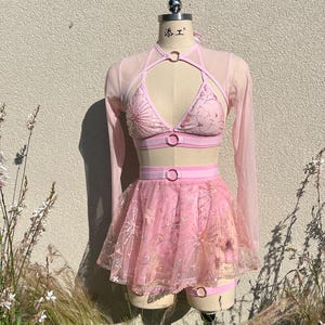 Pink Rave Outfit | Celestial Festival Set with Iridescent Details