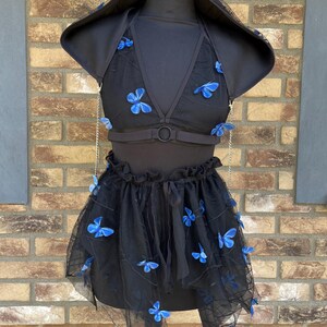 Dark Fairy Costume | Dark Fairy Rave Outfit, Tulle Skirt and Bra Set, Fairycore Festival Clothing