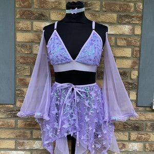Made to Order Fairy Rave Outfit , Purple Festival Set, Butterfly Fairy, Festival Clothing, Party Clothing, Fairycore *Touch of fairy* MTO