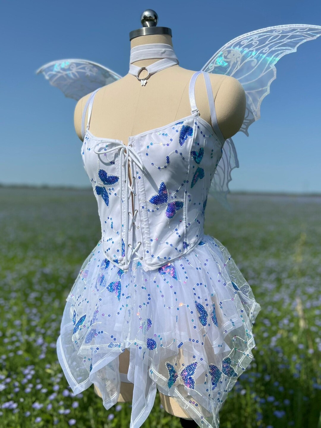 Fairy Corset | Butterfly Rave Outfit, White Corset Top, Butterfly Wings ...