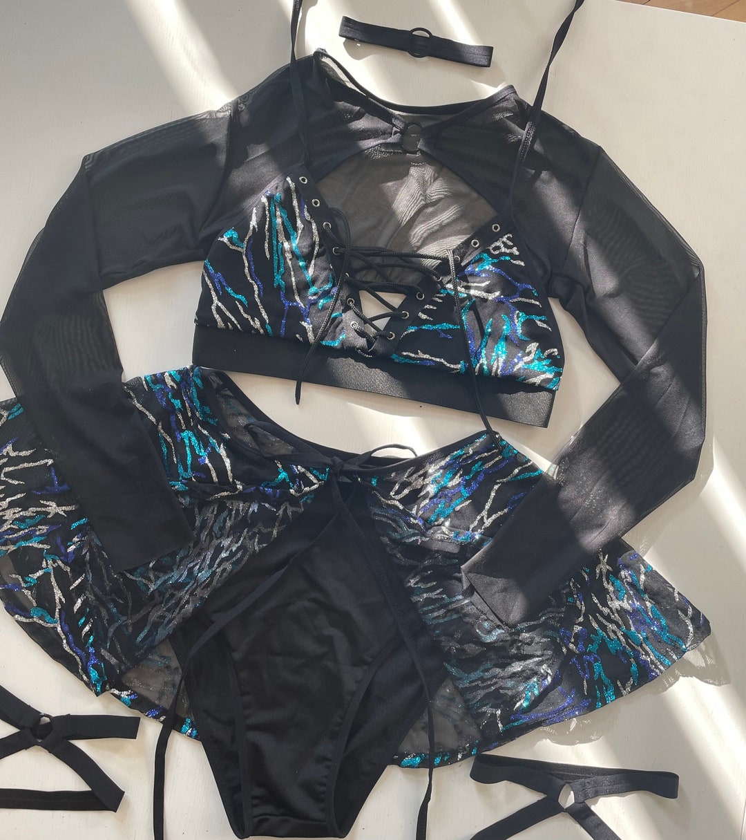 Blue Rave Outfit Set Rave Bra Top Rave Top Rave Blue Etsy