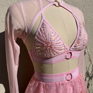 Pink Rave Outfit | Celestial Festival Set with Iridescent Details