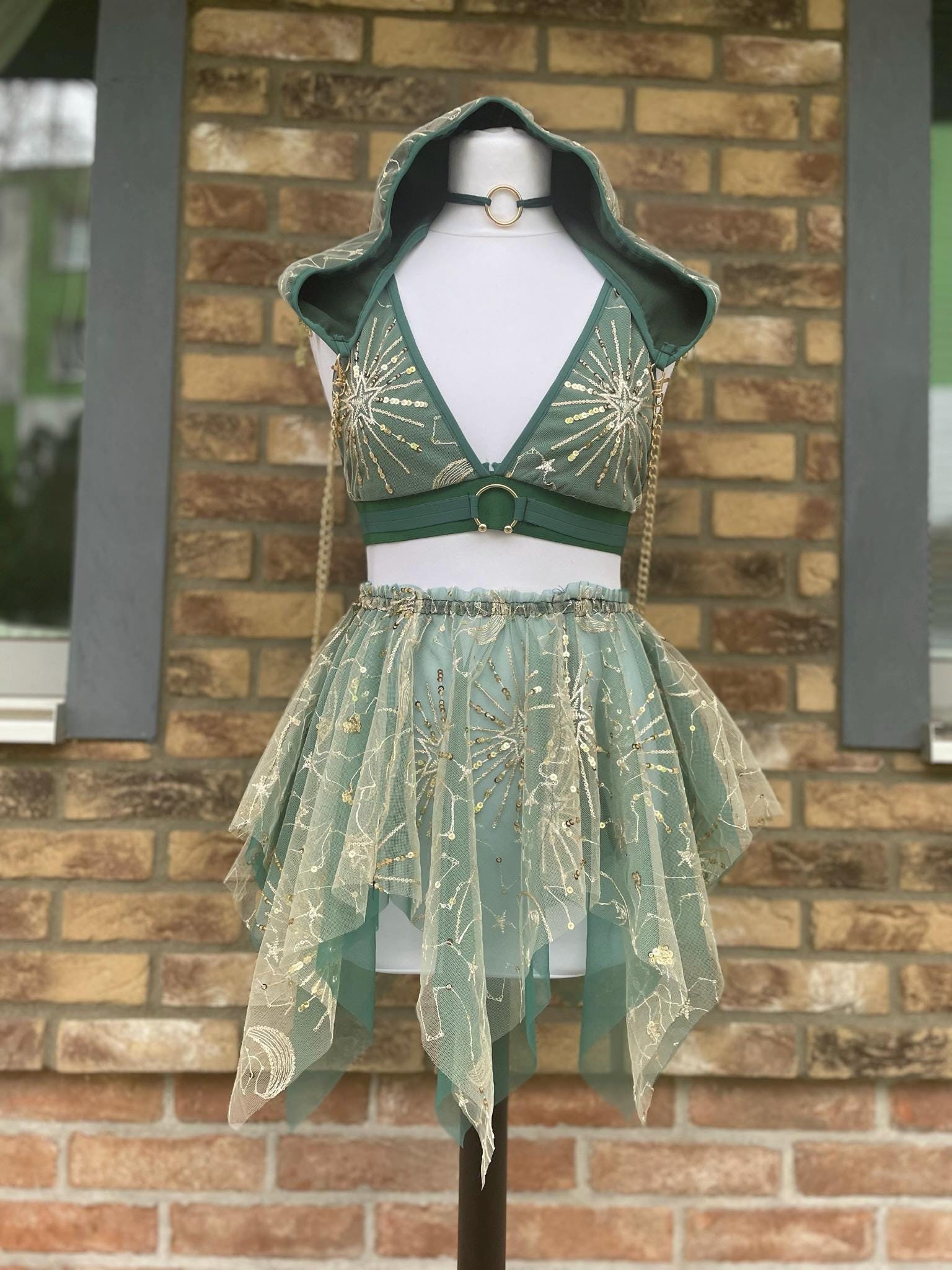 READY TO SHIP Green Fairy Rave Outfit *Amazonia*