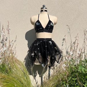 Black fairy Set, black festival outfit, black rave skirt, black festival top, black fairy, rave clothing *Riot Pixie *