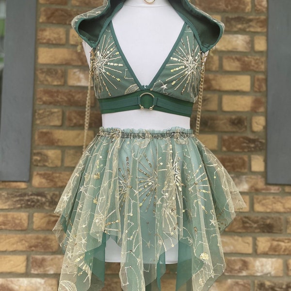 Green Fairy Rave Outfit *AMAZONIA* MTO