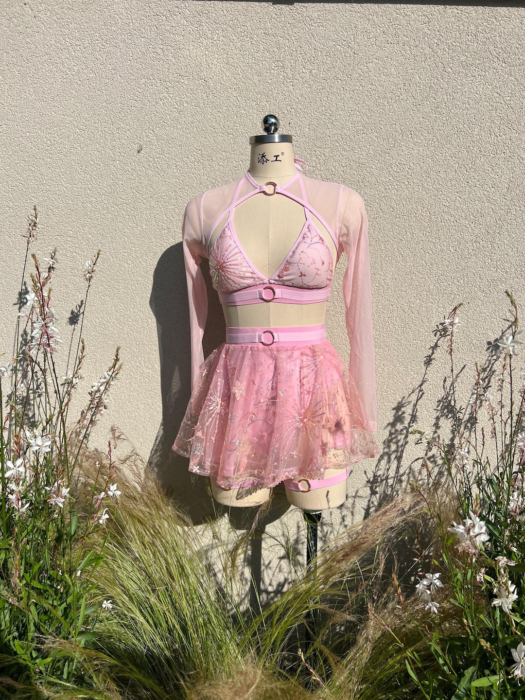 Pink Rave Outfit | Celestial Festival Set With Iridescent Details - Etsy