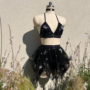 Black fairy Set, black festival outfit, black rave skirt, black festival top, black fairy, rave clothing *Riot Pixie *