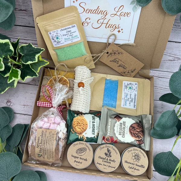 Hug in a Box Gift | Treat Box | Personalised | Letterbox Gifts | Get Well Soon Gift Box |Thinking of you | Wellness Care Package |Pick me up