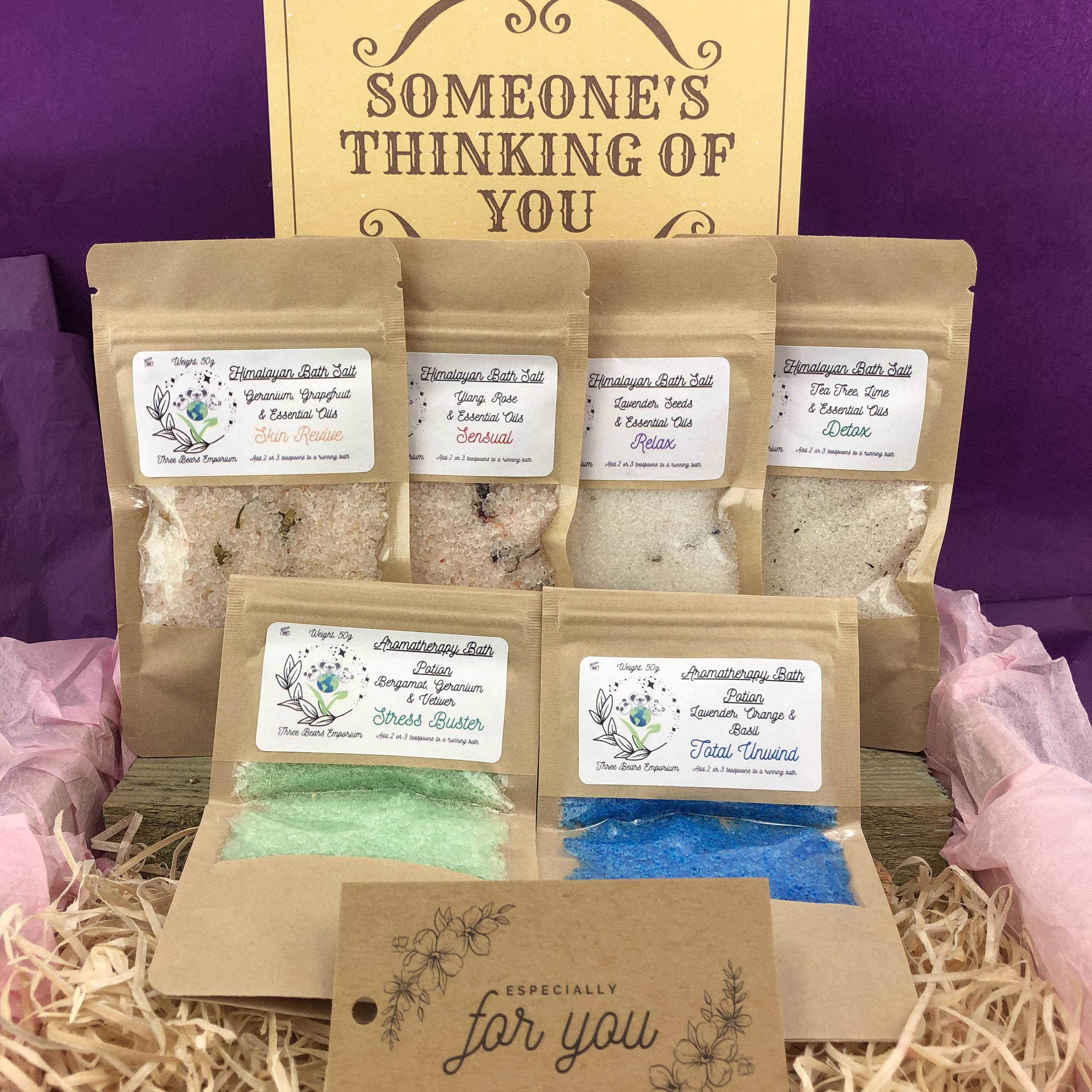 Bath Salts Gift Set Spa Gift basket 6 Salt For Bath Self Etsy