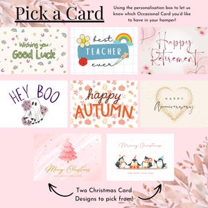 May include: A collection of eight rectangular greeting cards featuring various designs including a ghost with flowers, a teacher appreciation card, a retirement card, an autumn theme, a heart, and two Christmas cards with penguins and a tree.