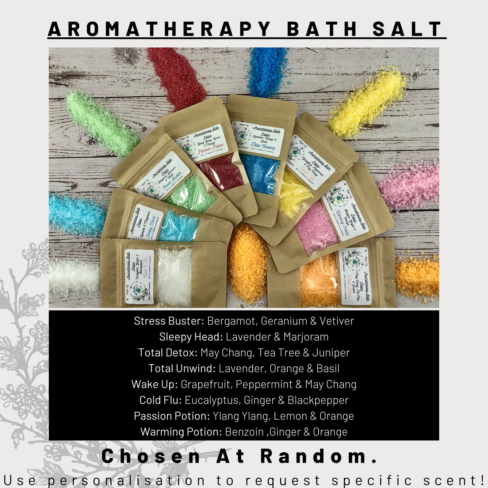 Bath Salts Gift Set Spa Gift basket 6 Salt For Bath Self Etsy