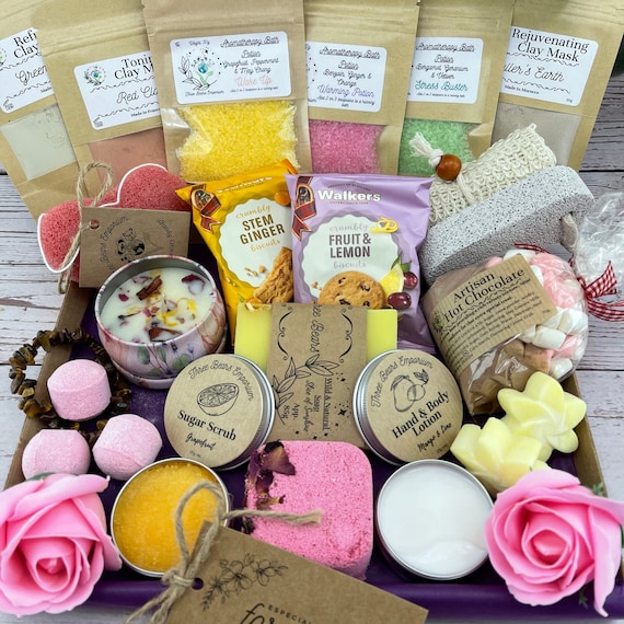 Mini Self Care Letterbox Gift Birthday Gifts for Her Pink Luxury Relaxation  Spa Pamper Box Pick Me up Gift Pink Pamper Hamper Box 