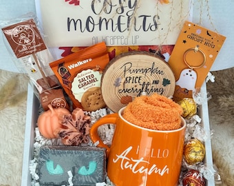 Cosy Autumn Gift Box - Autumn Birthday hamper for her - Hug in a box - Pamper Care Package - Halloween Boo Basket - Spooky Care Kit