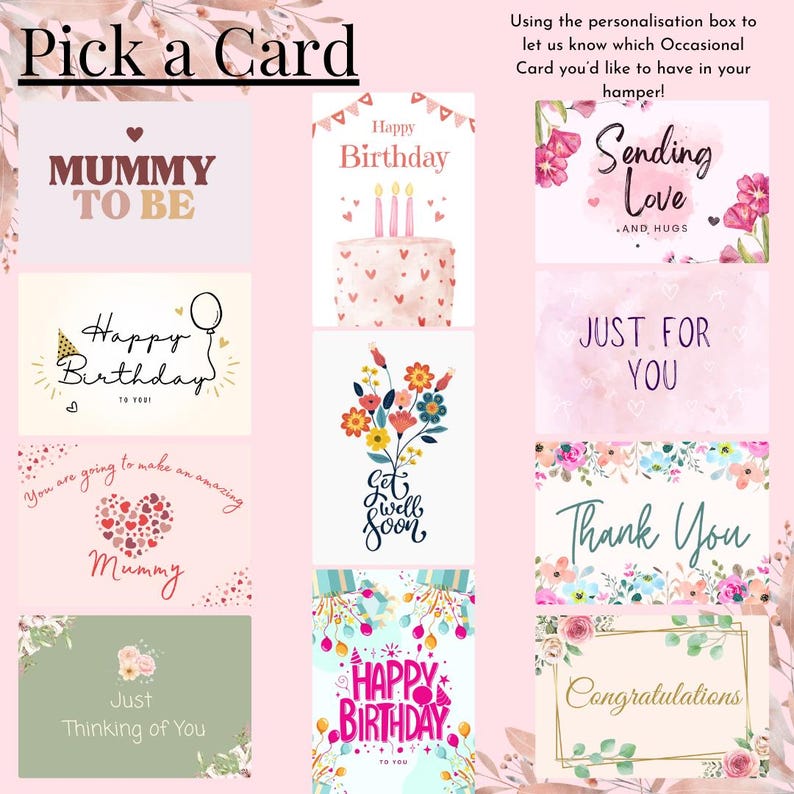 May include: A collection of eleven rectangular greeting cards featuring various designs and text including Mummy To Be, Happy Birthday, Sending Love, Just For You, Get Well Soon, Thank You, Just Thinking of You, and Congratulations.