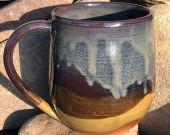 Item 109 Light Blue Ochre Green Large Mountain Mug Etsy