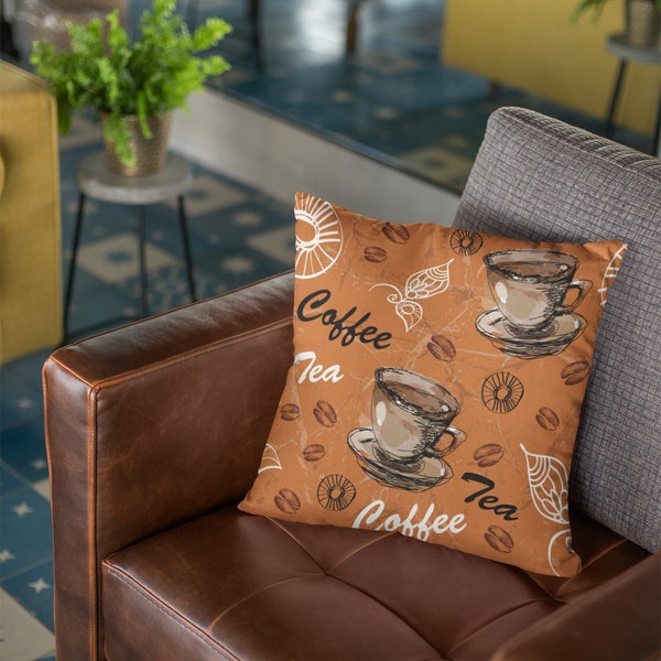 Coffee Pillow Case Design 11, Coffee Shop Pillow Case, High Quality Pillow Case, Decorative Coffee Pillow Case, Coffee Theme Pillow