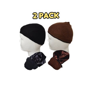 Satin Lined Wig Cap: Moisture Retention for All Hair Types (2 Pack)