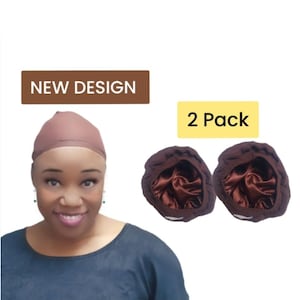 Satin Lined Wig Cap, for Moisture Retention (2 Brown)