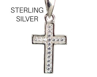 Sterling Silver Cross | Cubic Zirconia | Ladies Silver Cross | Christening | Holy Communion | Baptism |