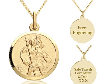 Gold St Christopher Necklace, Personalised