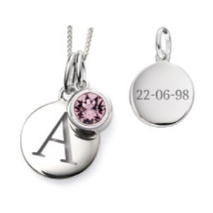 June Birthstone Necklace, Personalised, Sterling Silver, Swarovski Crystal