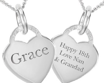 Personalised Granddaughter Heart Necklace, Sterling Silver