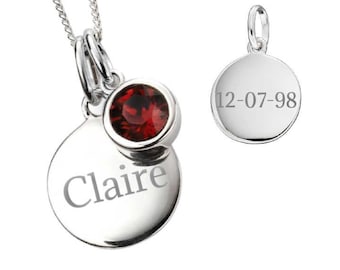 July birthstone necklace, Personalised, Solid Silver, Swarovski Crystal