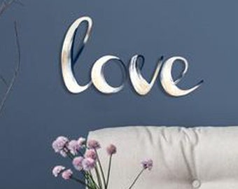 Love 3D Word Art PVC Cutout 10 x 20 | Handpainted - Bronze, Gunmetal Gray or White w Bronze Accent