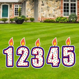 0-9 Number Candle Accessories, 10pc Birthday Yard Card Lawn Sign Set