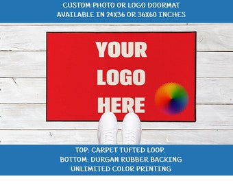 24x36 or 36x60 Inch Custom Photo Doormat Custom Logo Doormat Tufted Loop, Rubber Backing  Personalized Photo Door Mat