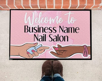 LARGE Custom Nail Salon Doormat | Welcome To + Custom Business Name, 24” x 36” or 36" x 60"