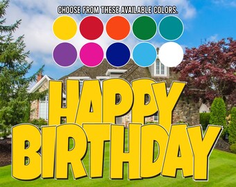 Happy Birthday Yard Sign: 24" Outdoor Lawn Letters, Luckiest Guy Font