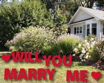 Will You Marry Me Red Yard Letters, 16pc Engagement Yard Art, Yard Card Lawn Sign Set