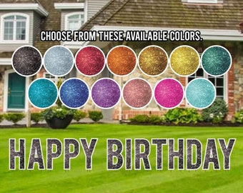 Sparkle Happy Birthday Yard Sign: 13pc Bebas Font Lawn Decor