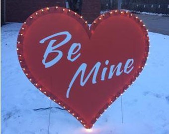 Be Mine, Light Up Heart Yard Card Lawn Sign