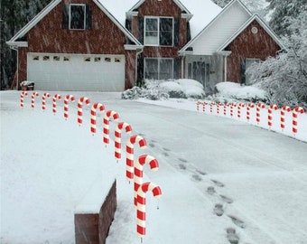 Candy Cane Pathway Markers, 24pc Christmas Yard Art, Yard Card Lawn Sign Set