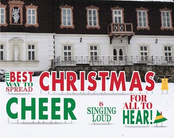 The Best Way To Spread Christmas Cheer Is Singing Loud For All To Hear, 19pc Christmas Yard Art, Yard Card Lawn Sign Set