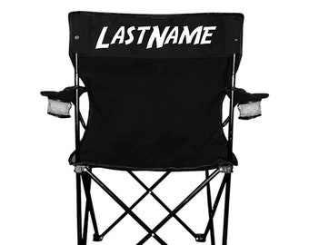 Custom Folding Camping Chair With Personalized Last Name or Text