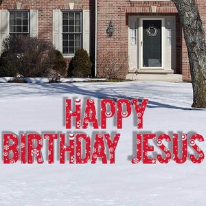 Happy Birthday Jesus Yard Letters 18pc Christmas Yard Art, Yard Card Lawn Sign Set
