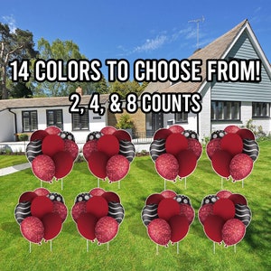 23.5" Balloon Bouquets Lawn Decorations | Set of 2, 4, or 8 Jumbo Mirrored Balloon Flair Yard Signs | Yard Card Rental Business
