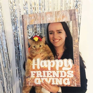 Happy Friendsgiving Rustic Photo Selfie Frame + Props