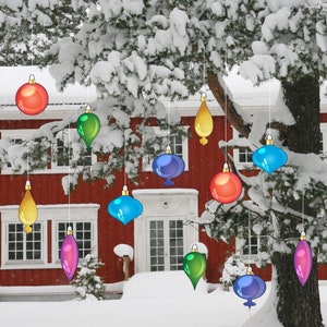 Hanging Vintage Christmas Ornaments, 12pc Christmas Yard Art, Yard Card ...